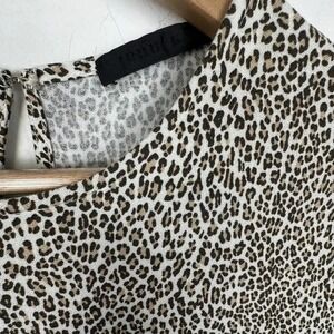 Jenni Kayne Leopard Print Viscose Short Sleeve Shift T-Shirt Dress Tan Black